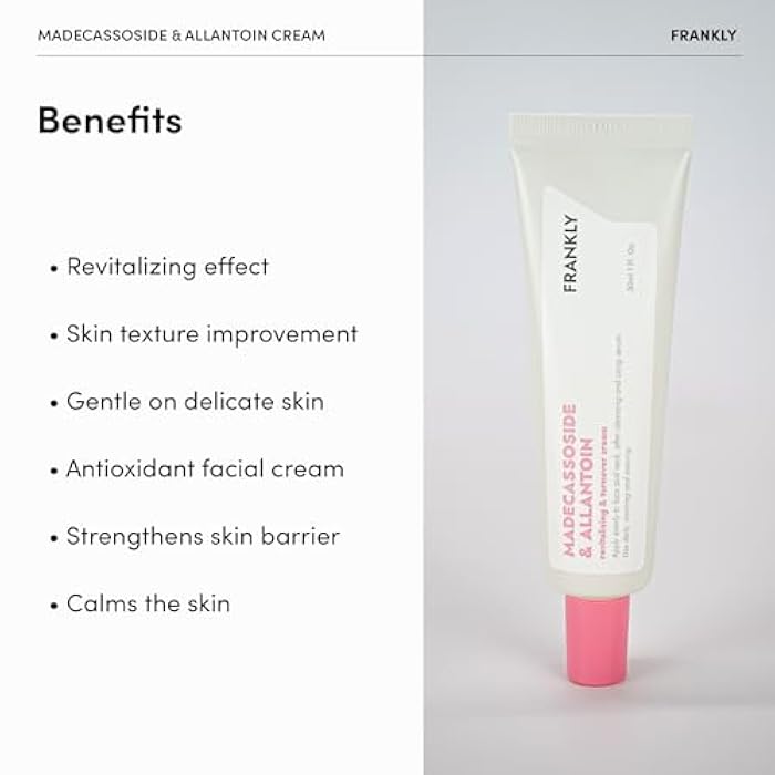 FRANKLY Madecassoside & Allantoin Cream - Moisturizing, Antioxidant, Cell Turnover | Evens Skin Texture & Tone, Anti-Aging | Allantoin, Ubiquinon | Korean Skin Care | 1.01 fl.oz - Image 2