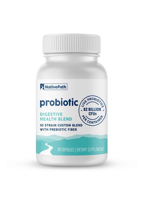 NativePath Daily Probiotic, 10-Strain Custom Blend Probiotics Supplement for Men and Women, 82 Billion CFUs - 30 Count