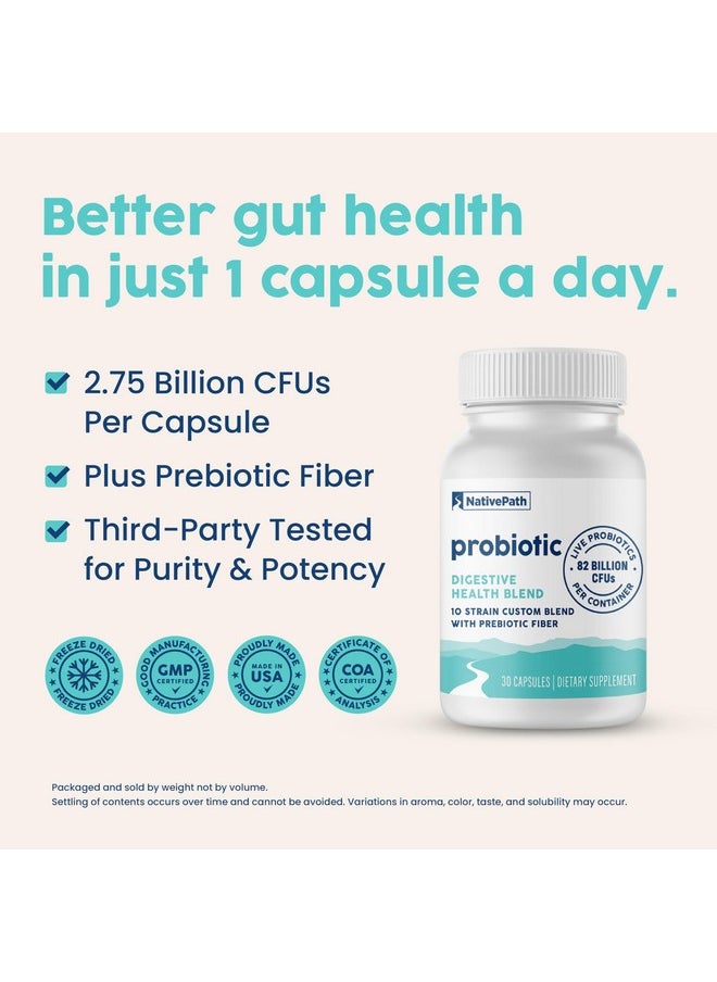 NativePath NativePath Daily Probiotic, 10-Strain Custom Blend Probiotics Supplement for Men and Women, 82 Billion CFUs - 30 Count  - Image 4