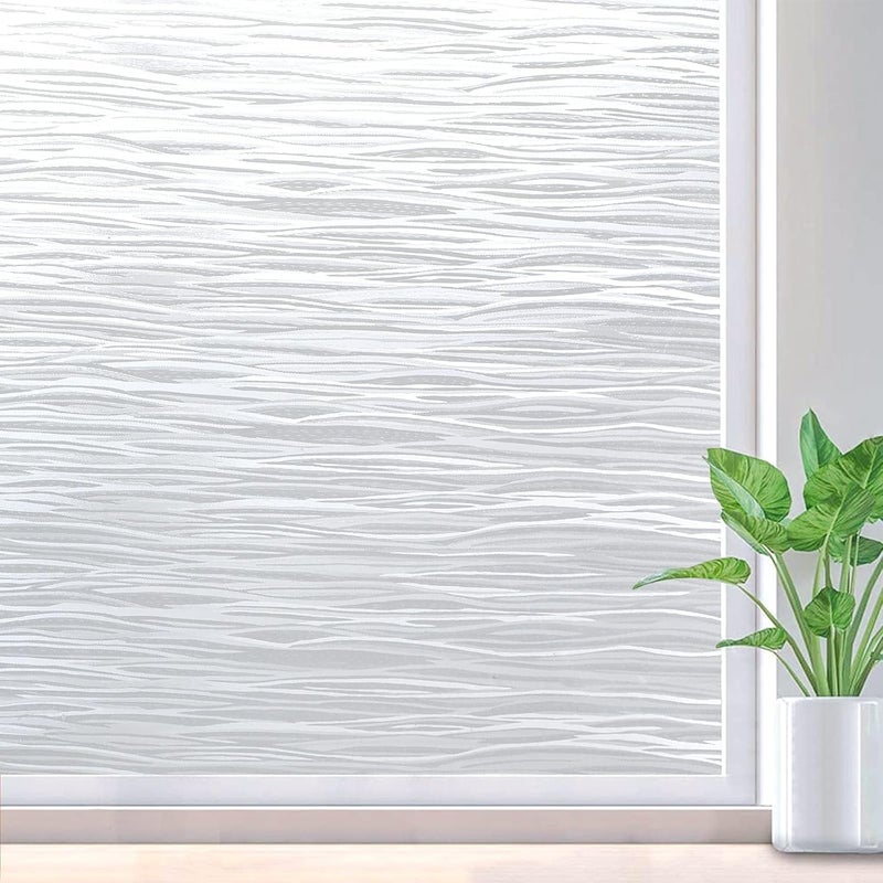 Rabbitgoo Window Privacy Film Frosted Glass Film Removable Vinyl Door Coverings UV Blocking Decorative Static Cling Non-Adhesive Window Clings Sticker for Home Decor, 17.5 x 118.1 Inches - Image 1