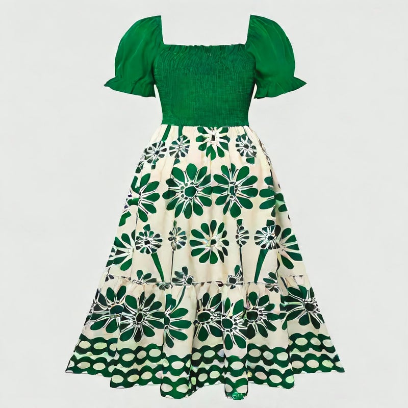 Printed Bohemian Short Sleeve Casual Dress - Image 4