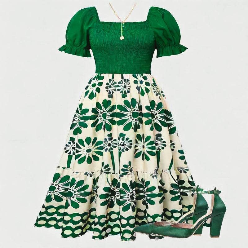 Printed Bohemian Short Sleeve Casual Dress - Image 2