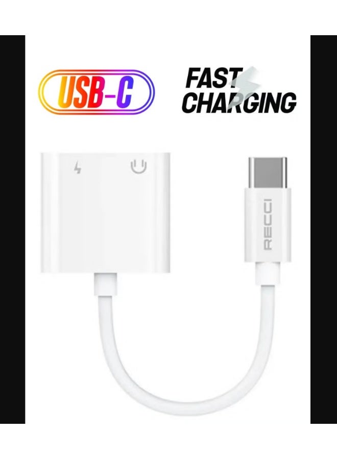 USB-C to 3.5mm Audio and USB-C Charging Adapter, Converter Cable: Fast Charging 2.1A, Compact 10cm Design" | WIDGETS MATRIX - Image 1