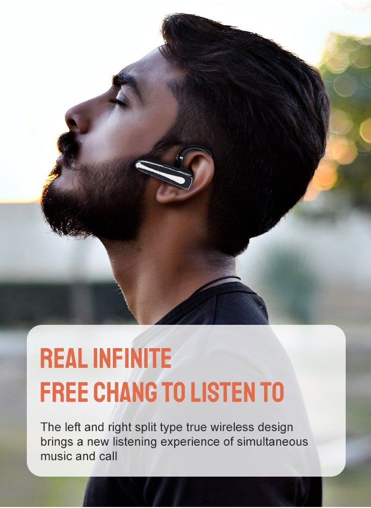 Furtey Single Wireless Bluetooth 5.1 Headset Black with CVC8.0 Noise,Bluetooth Headset, Wireless Headset with Microphone, Bluetooth Earpiece with Charging Case  - Image 2