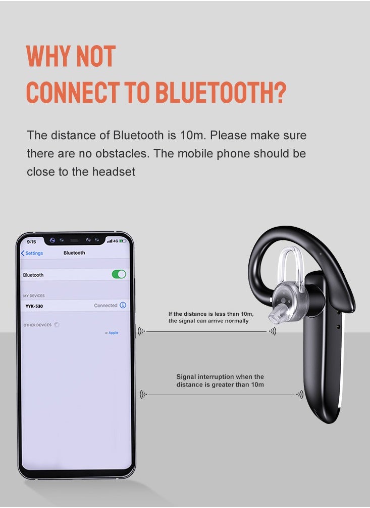 Furtey Single Wireless Bluetooth 5.1 Headset Black with CVC8.0 Noise,Bluetooth Headset, Wireless Headset with Microphone, Bluetooth Earpiece with Charging Case  - Image 5