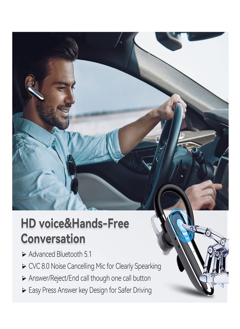 Furtey Single Wireless Bluetooth 5.1 Headset Black with CVC8.0 Noise,Bluetooth Headset, Wireless Headset with Microphone, Bluetooth Earpiece with Charging Case  - Image 4