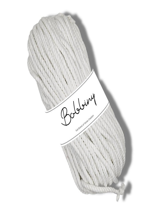 BOBBINY Twisted Macrame Rope 6mm, 50Meter - White Natural Cotton Cord for Crafting, Wall Hanging, Plant Hangers, DIY Projects - Double Twisted Strong Rope