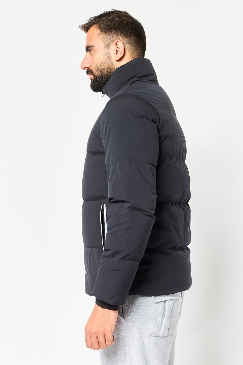 Reebok جاكيت رياضي للرجال بشعار العلامة التجارية، خارجي، أسود - Image 3