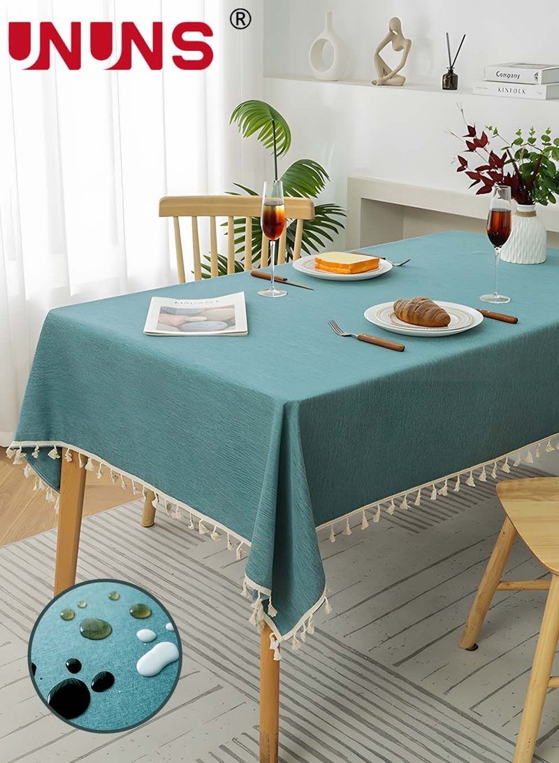 UNUNS Table Cloth,Waterproof TPU Film Tablecloth With Tassel,Oil-Proof Spill-Proof Rectangle Tablecloth,Wipeable Plastic Tablecloth Cover,135x200cm - Image 1