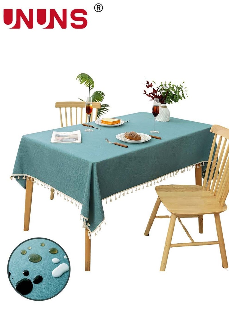UNUNS Table Cloth,Waterproof TPU Film Tablecloth With Tassel,Oil-Proof Spill-Proof Rectangle Tablecloth,Wipeable Plastic Tablecloth Cover,135x200cm - Image 2