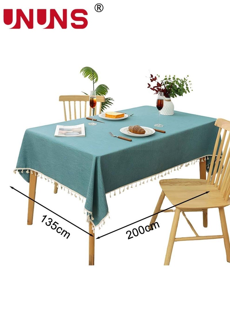 UNUNS Table Cloth,Waterproof TPU Film Tablecloth With Tassel,Oil-Proof Spill-Proof Rectangle Tablecloth,Wipeable Plastic Tablecloth Cover,135x200cm - Image 4