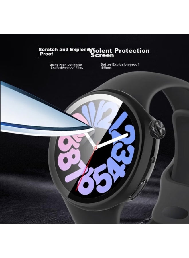 Xuanyi، غطاء حامي مناسب لساعة Vivo Watch 3 مع حامي شاشة، غطاء حامي كامل التغطية لإصدار Watch 3 Esim/ecg، حامي شاشة، فيلم زجاج مقوى مضاد للخدش والسقوط، أسود - Image 4