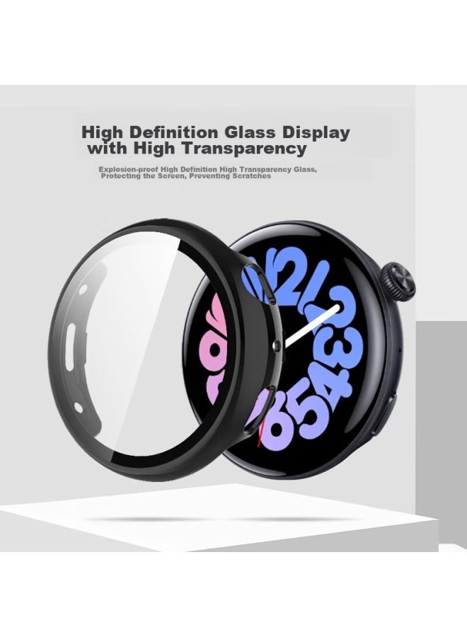 Xuanyi، غطاء حامي مناسب لساعة Vivo Watch 3 مع حامي شاشة، غطاء حامي كامل التغطية لإصدار Watch 3 Esim/ecg، حامي شاشة، فيلم زجاج مقوى مضاد للخدش والسقوط، أسود - Image 2