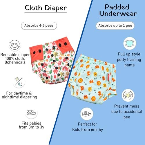 VParents Padded Underwear for Babies and Toddlers with 3 Layers of Cotton Padding Potty Training Pull Up & Diaper-Free Time Pack of 4 (1-2 years) Lion car Heart Galaxy - Image 5
