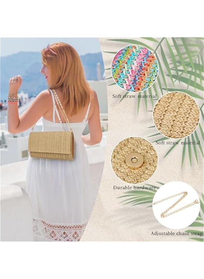 Arabest Straw Clutch Purse Shoulder Crossbody Bag Envelope Purse Raffia Handbag for Summer Beach Travel Trendy - Image 3