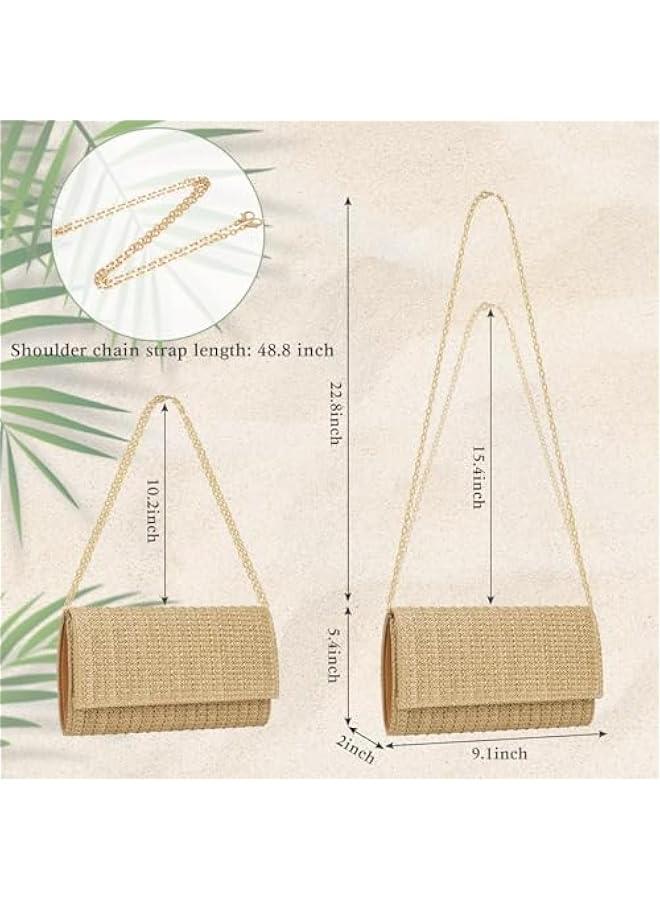 Arabest Straw Clutch Purse Shoulder Crossbody Bag Envelope Purse Raffia Handbag for Summer Beach Travel Trendy - Image 4