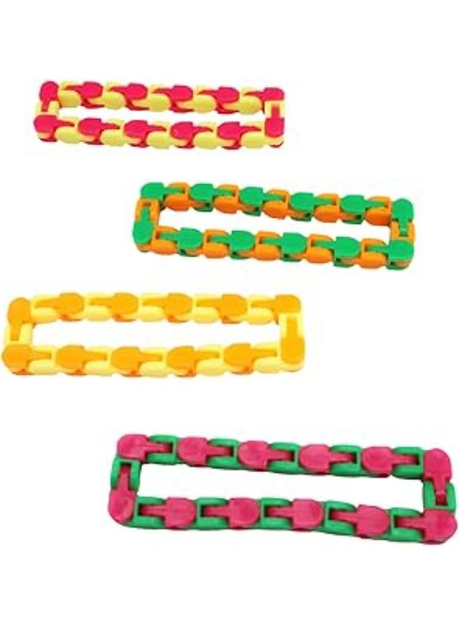 ألعاب فيدجيت فورست آند تويلفث كيدز سناب آند كليك - ألعاب ألغاز ممتعة للتشكيل واللف للكبار والصغار - توفر راحة حسية وهي هدية رائعة للحفلات - 24 رابطًا لكل لعبة، 10.75 بوصة - مجموعة من 4 قطع