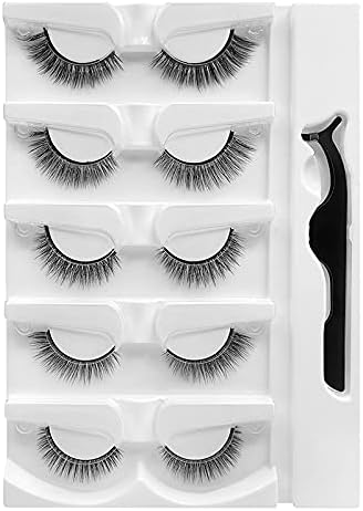 SelfAdhesive Eyelashes Self Stick Lashes Reusable False Eyelashes 5 Styles of Natural Fluffy Cat Eye LashesWaterproof Soft Thick Volume Faux Mink Lashes No Glue Needed 5 Pairs 5 Styles Mixed