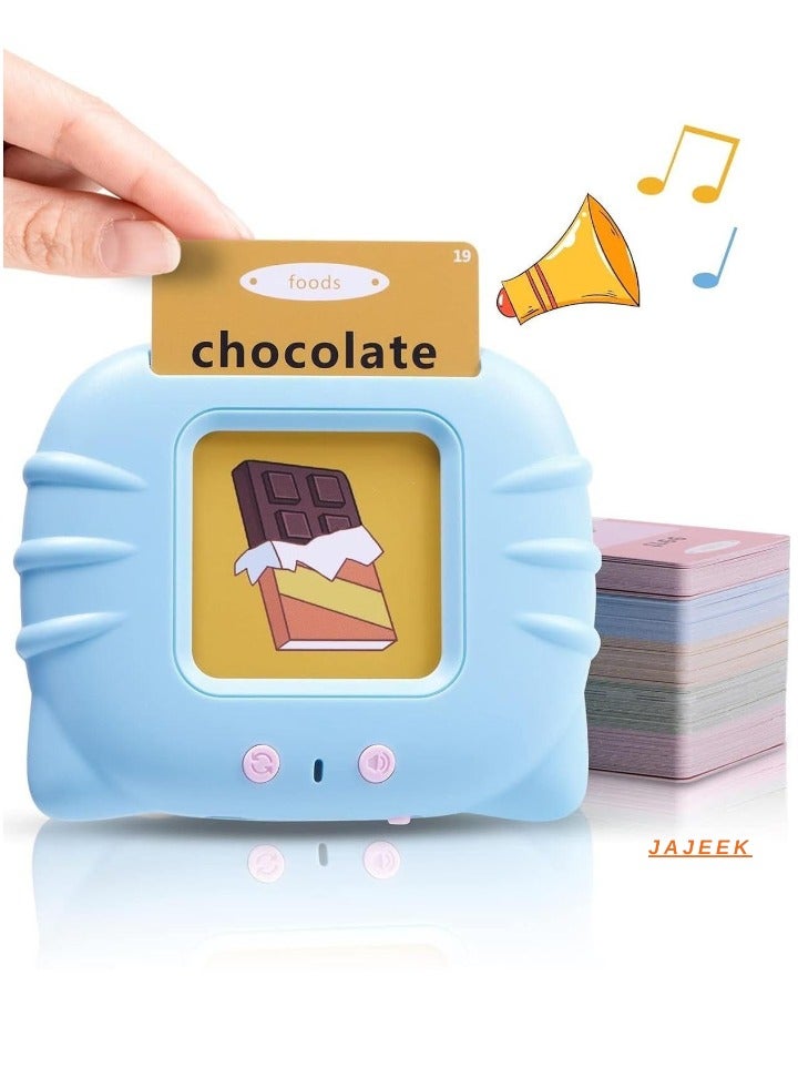 JAJEEK Educational Toy for Kids | Listen and Learn Literacy Audible Flash Cards for Toddlers 1-6 Years Old | 112 Double-Sided Flashcards with Flashcards Device | Blue Reader for Boys & Girls – Ideal for Early Learning & Language Development - Image 1