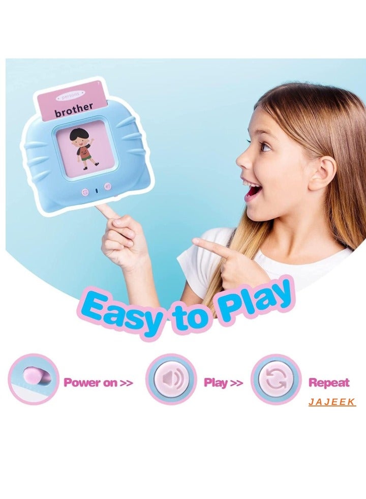 JAJEEK Educational Toy for Kids | Listen and Learn Literacy Audible Flash Cards for Toddlers 1-6 Years Old | 112 Double-Sided Flashcards with Flashcards Device | Blue Reader for Boys & Girls – Ideal for Early Learning & Language Development - Image 2