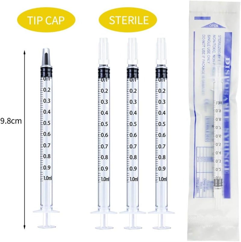 ثينك برايس 150 قطعة من محاقن سعة 1 مل مع أغطية، موزع فموي، معبأة بشكل فردي ومعقمة، لقطارة الأدوية، جمع اللبأ، إطعام الحيوانات الأليفة، السوائل - Image 2