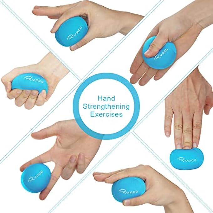 RYACO Stress Relief Balls, Grip Strength Training, Hand Exercise Ball, Hand Grip Massage Ball, Hand Grip Strengthener Gel Balls, Set of 2/3 for Adults and Kids, Soft Medium Hard Balls, Grip Balls - Image 4