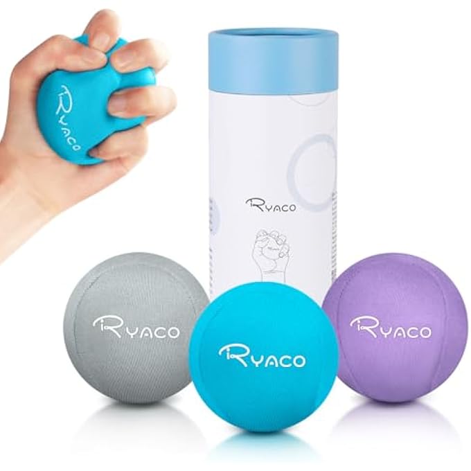 RYACO Stress Relief Balls, Grip Strength Training, Hand Exercise Ball, Hand Grip Massage Ball, Hand Grip Strengthener Gel Balls, Set of 2/3 for Adults and Kids, Soft Medium Hard Balls, Grip Balls - Image 1