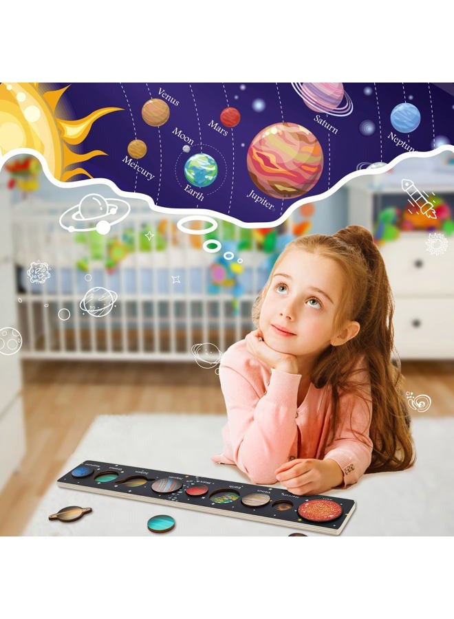 Zeoddler Solar System Puzzle for Kids 3-6, Wooden Space Toys, Planets for Kids, Preschool Learning Activities, Gift for Boys, Girls - Image 2
