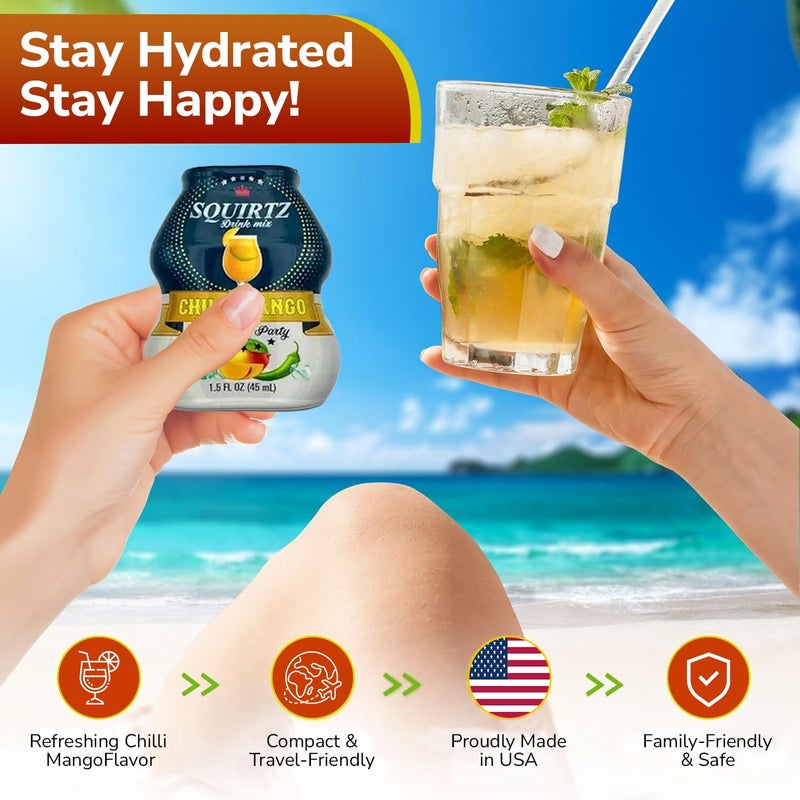 SQUIRTZ Drinks All-Natural Chili Mango Water Enhancer - 40% Real Fruit Juice, 22 Servings, Keto-Friendly Drink Mix, No Carbs, Sugar, Calories - Guilt-Free Spicy-Sweet Twist! - Image 4
