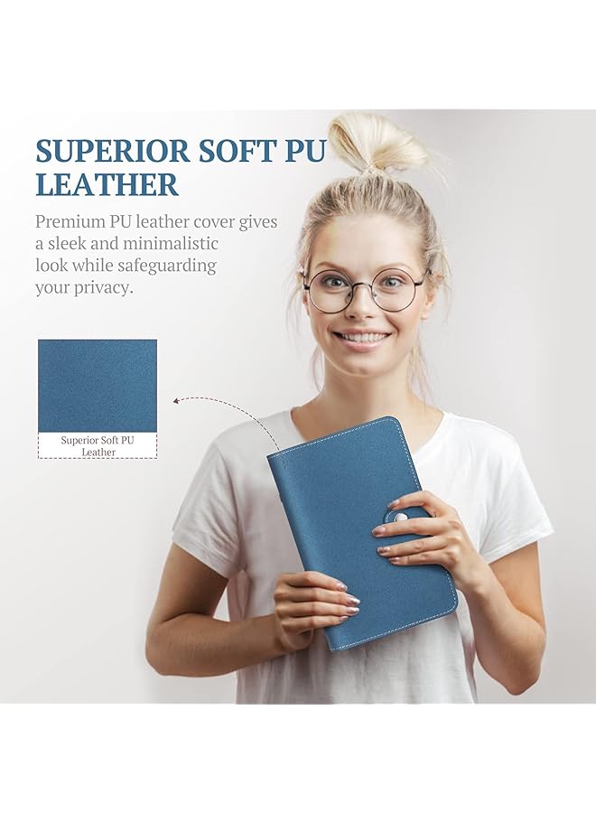 erorex A6 Budget Binder Pu Leather Cover With 12Pcs A6 Binder Pockets Loose Leaf Bags 6 Ring Binder Cash Zipper Pouches And Label Stickers Refillable Budget Envelopes System Shimmering Blue - Image 5