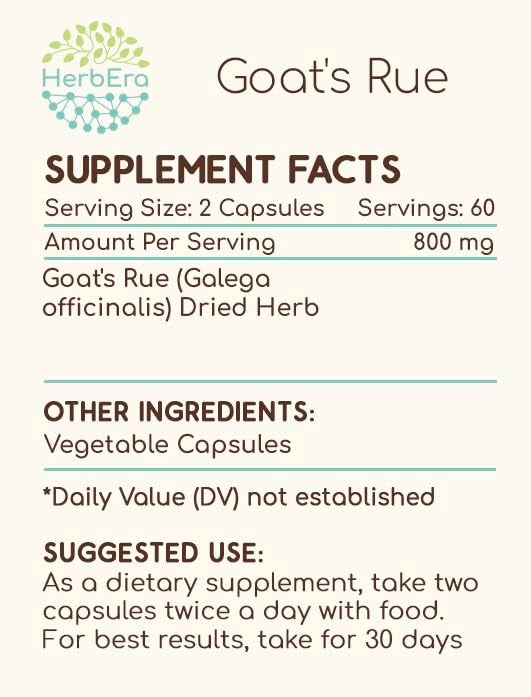 HerbEra Goat's Rue 120 Capsules, 400 mg, Goat's Rue (Galega officinalis) Dried Herb (120 Capsules) - Image 3