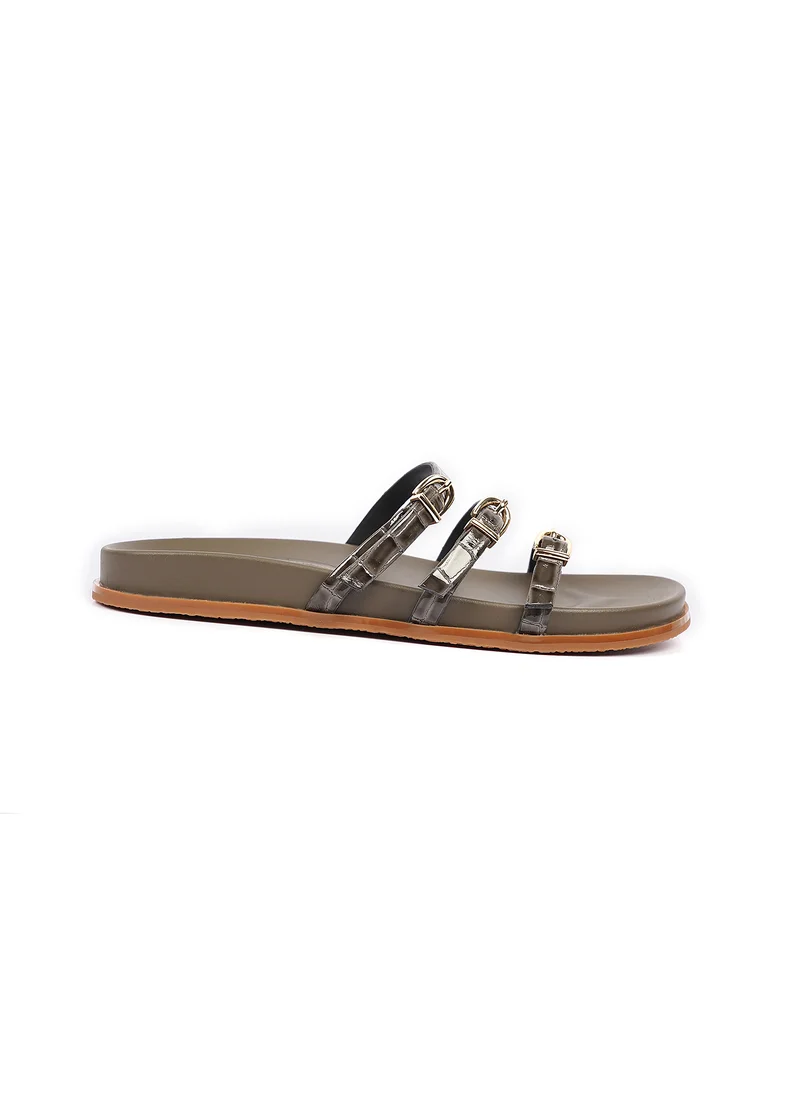 كيوبل Womens three strap Flats Sandals