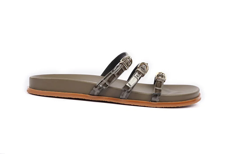 Womens three strap Flats Sandals