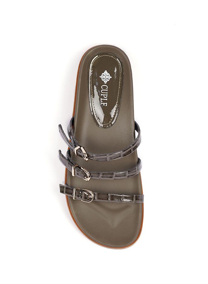 Cuple Womens three strap Flats Sandals - Image 3