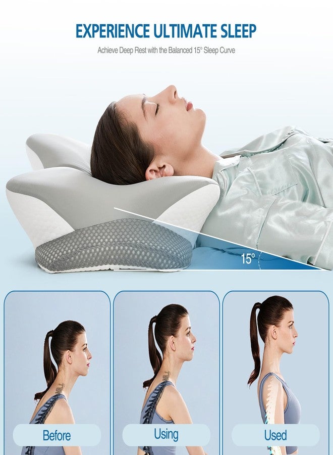 Krightlink Ergonomic Memory Foam Cervical Pillow for Neck Pain Relief - Contour Design with Dual Heights for Side/Back/Stomach Sleepers with Washable Breathable Pillowcas - Image 4