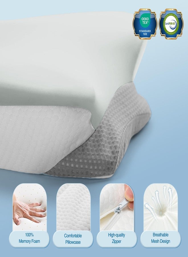 Krightlink Ergonomic Memory Foam Cervical Pillow for Neck Pain Relief - Contour Design with Dual Heights for Side/Back/Stomach Sleepers with Washable Breathable Pillowcas - Image 2