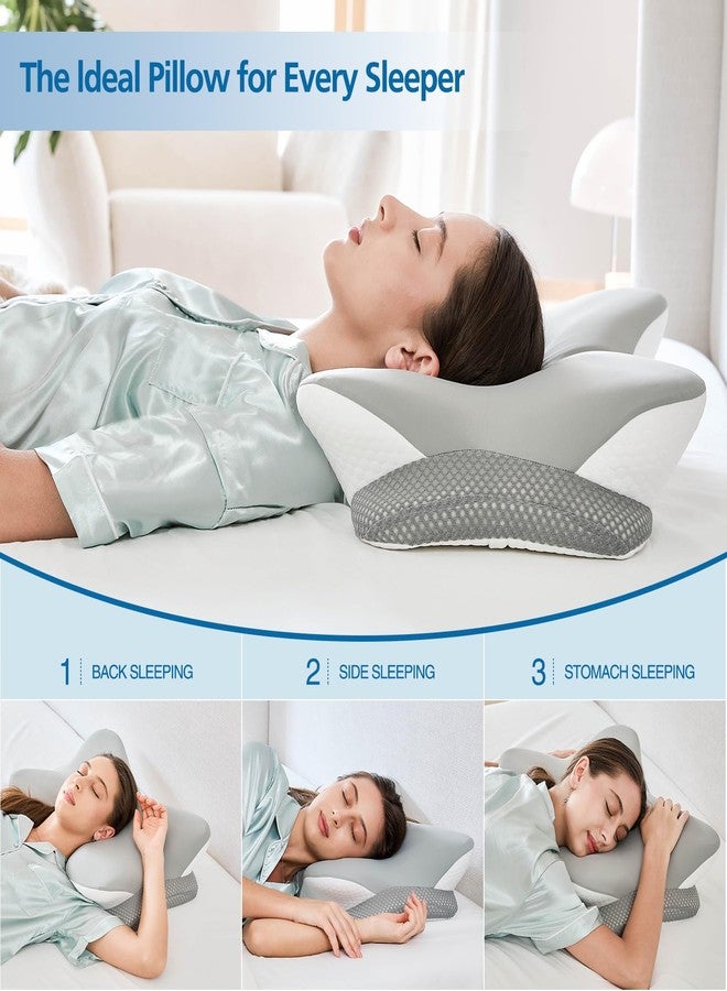 Krightlink Ergonomic Memory Foam Cervical Pillow for Neck Pain Relief - Contour Design with Dual Heights for Side/Back/Stomach Sleepers with Washable Breathable Pillowcas - Image 5