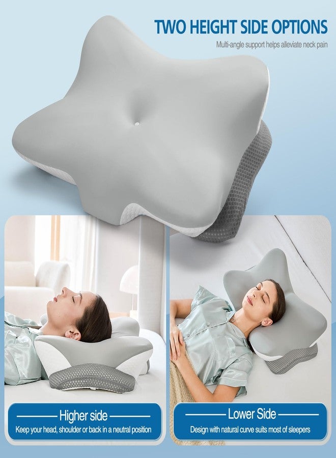 Krightlink Ergonomic Memory Foam Cervical Pillow for Neck Pain Relief - Contour Design with Dual Heights for Side/Back/Stomach Sleepers with Washable Breathable Pillowcas - Image 3