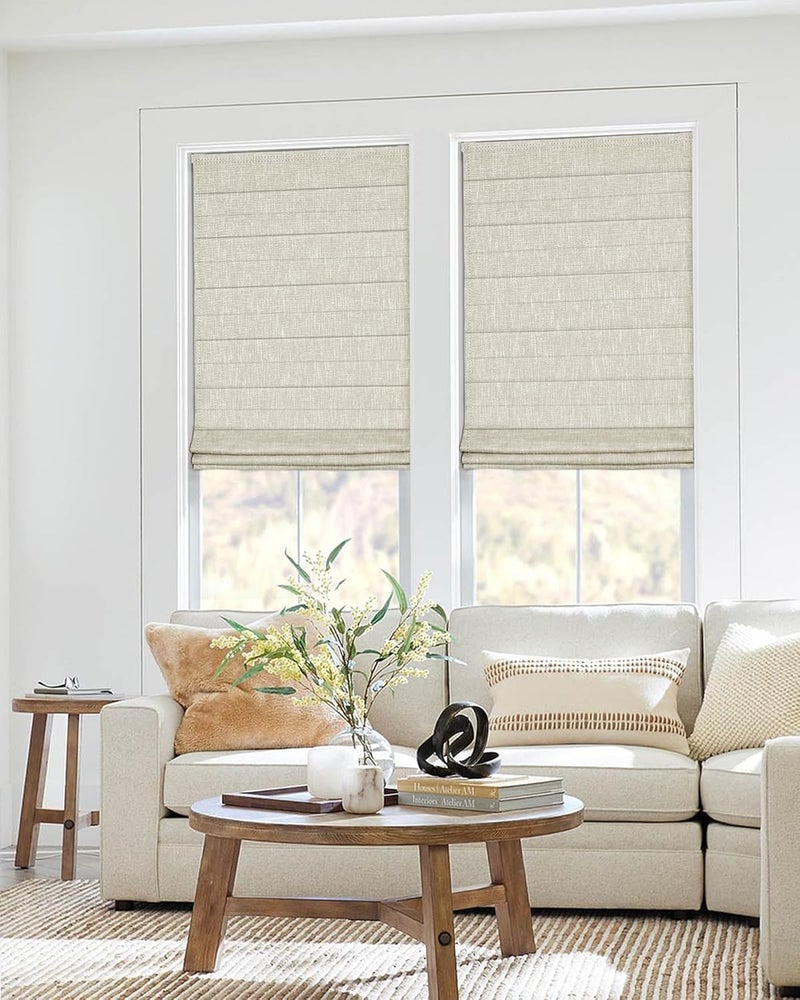 ستائر رومانية لاسلكية من UNISHADES بدون أدوات ولا حفر، 32×48 بوصة، بيج | قماش عاتم، تعتيم الغرفة، حماية من الأشعة فوق البنفسجية، حماية الخصوصية - Image 5