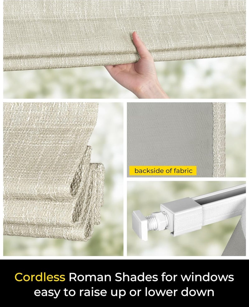ستائر رومانية لاسلكية من UNISHADES بدون أدوات ولا حفر، 32×48 بوصة، بيج | قماش عاتم، تعتيم الغرفة، حماية من الأشعة فوق البنفسجية، حماية الخصوصية - Image 4
