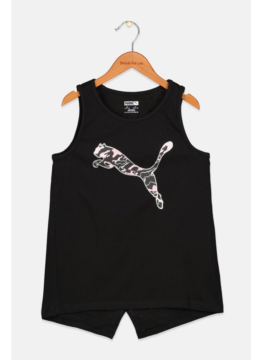 PUMA Kids Girl Sportswear Fit Sleeveless Running Top, Black Combo  - Image 1