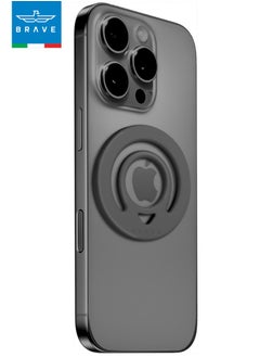 Brave Dual-Sided Magnetic Ring Holder - Durable Silicone Phone Grip with MagSafe Technology, Wireless Charging Compatible - Magnetic Phone Ring Compatible with iPhone 16, 15, 14, 13, 12 (Pro, Max, Plus), Samsung Galaxy 25, 24, 23, 22 and Other Series, Plus Other Phones with Metal Plate Attachment - Secure Grip and Hands-Free Stand (Dark Gray)  - Image 3