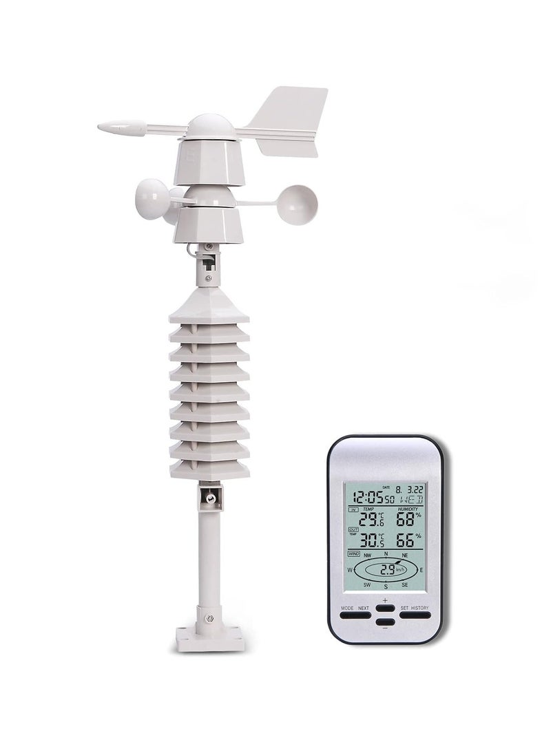 Home Wireless Weather Stations, Multifunctional Wireless Weather Station with Measure Temperature, Humidity, Wind Speed/Wind Direction, Alarm Clock - Image 1