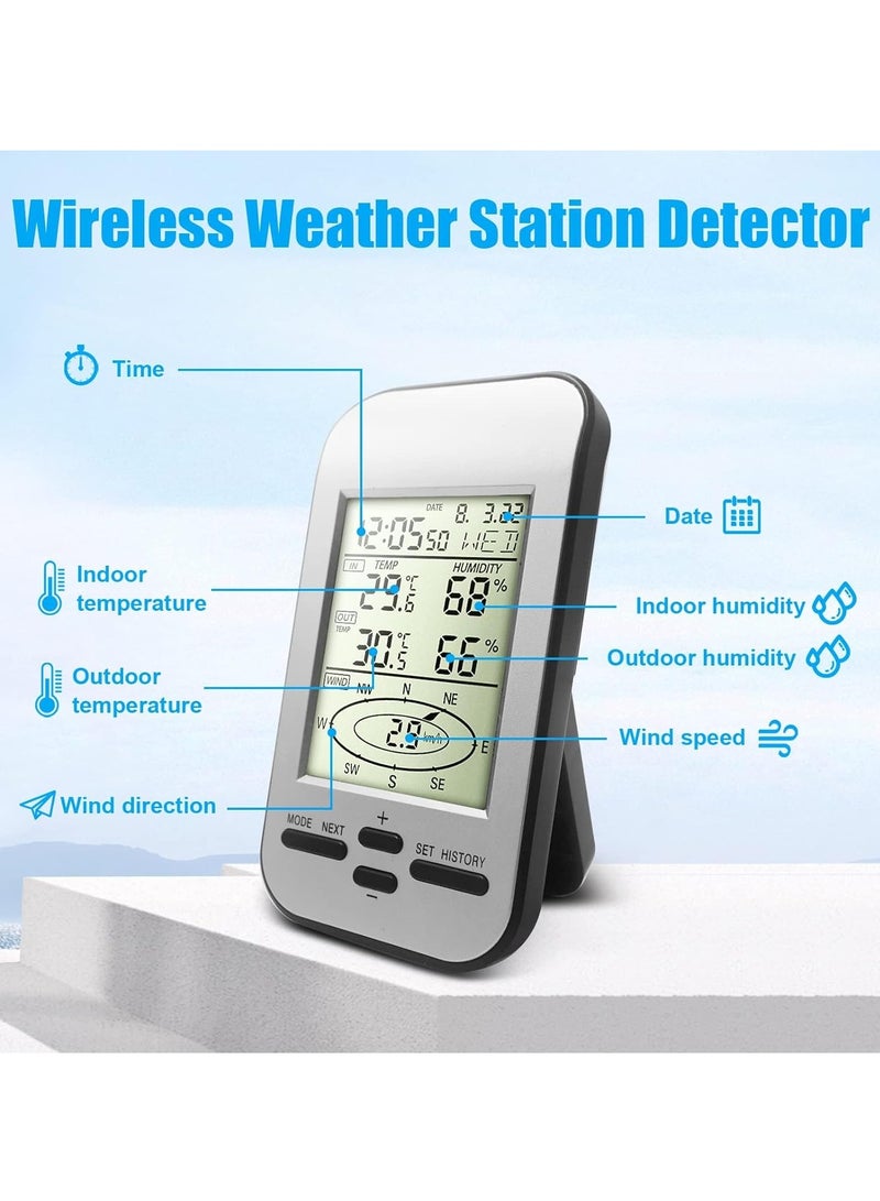 Home Wireless Weather Stations, Multifunctional Wireless Weather Station with Measure Temperature, Humidity, Wind Speed/Wind Direction, Alarm Clock - Image 4