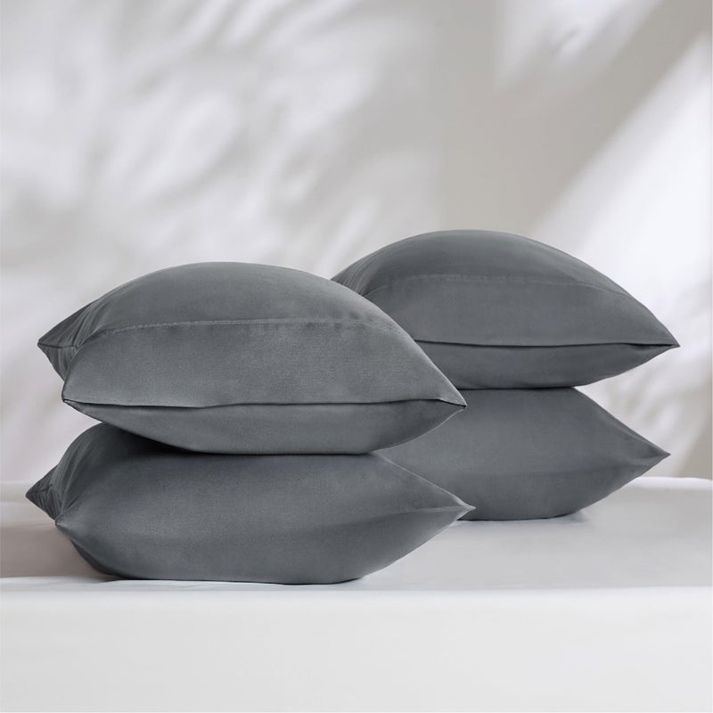 Bedsure Pillow Cases Standard Size Set of 4 - Dark Grey Brushed Microfiber Pillowcases 4 Pack, Super Soft Pillow Case Covers with Envelope Closure for Kids, Wrinkle, Fade Resistant, 20x26 Inches - Image 5
