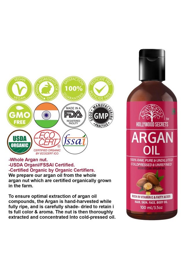 Hollywood Secrets Organic Morrocan Argan Oil Cold Pressed Carrier Oil Face Hair 100 ml - Image 2