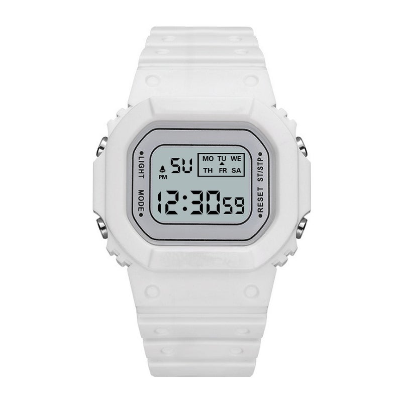 Factory wholesale sppers male and female students unicorn square Matcha green small square transparent electronic watch White 