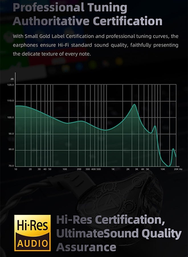 Gecomo Gaming Wired Earbuds, HiFi in Ear Earphone with Ergonomic Shape 10mm Dynamic Driver PET Diaphragm  OFC Braided Cable for Audiophile Musician DJ Stage (Black) - Image 2