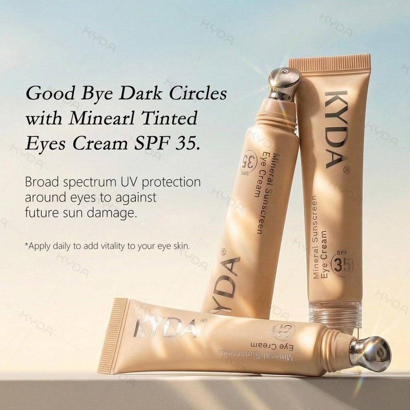 KYDA Mineral Eye Cream, Tined Eye Cream Color Corrector, 3-in-1 Anti-Aging Eye Cream for Dark Circle and Fine Lines, SPF 35, Light - Image 4