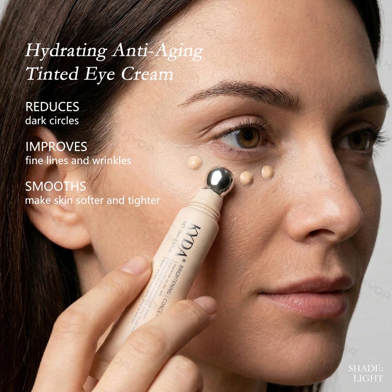 KYDA Mineral Eye Cream, Tined Eye Cream Color Corrector, 3-in-1 Anti-Aging Eye Cream for Dark Circle and Fine Lines, SPF 35, Light - Image 2